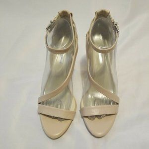 BCBGENERATION Women's Beige Leather Strappy Sandal